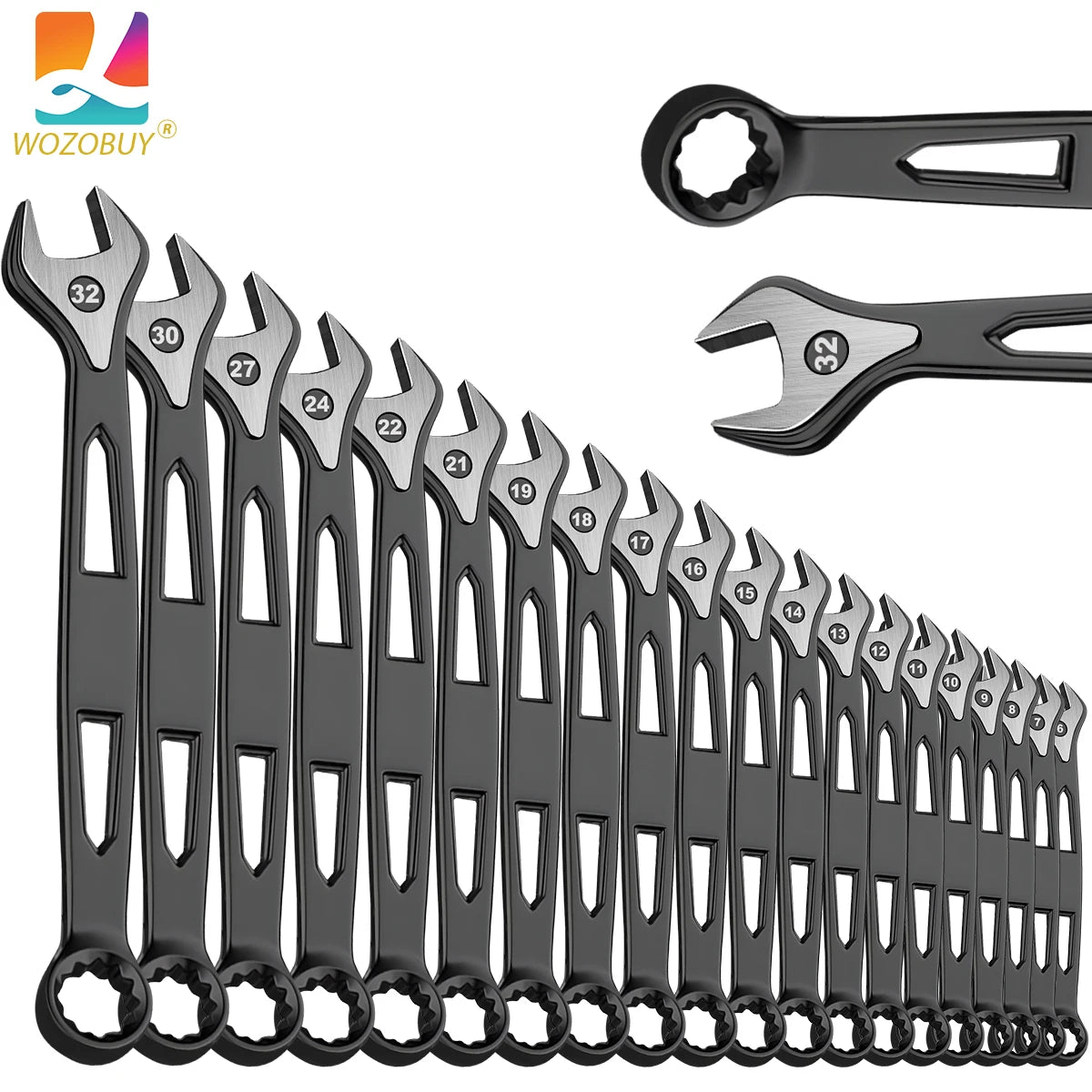 Max Torque  Premium Combination Wrench Set, Chrome Vanadium Steel, Long Pattern Design | Include Metric 6-32mm