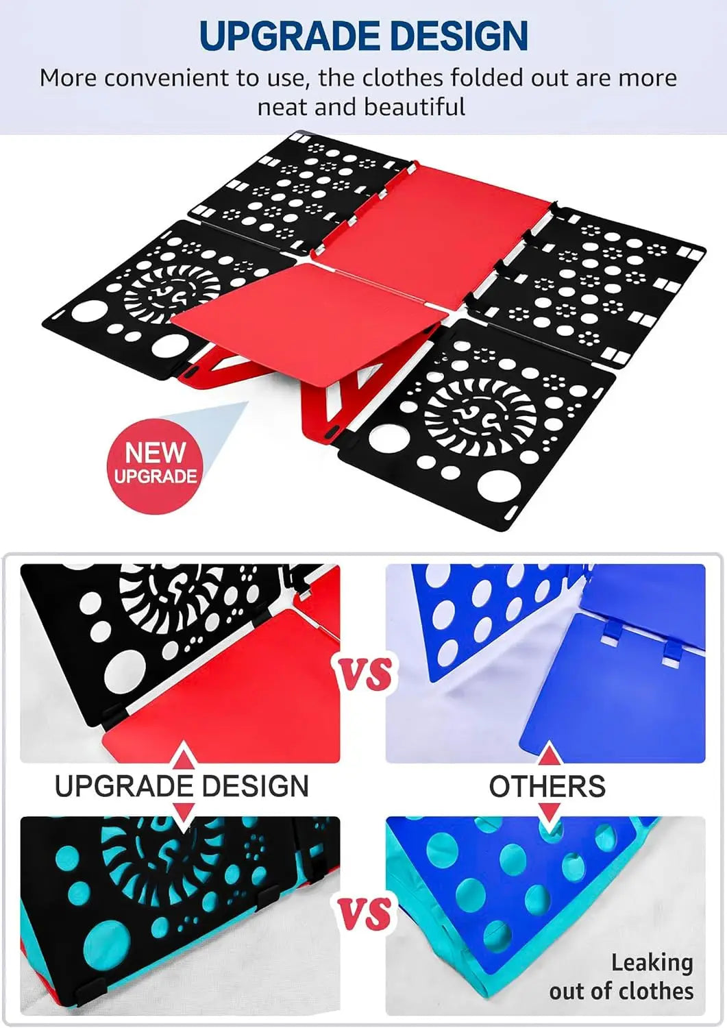Shirt Folding Board Durable Plastic Fast Fold Helper for Adults Kids Black Red