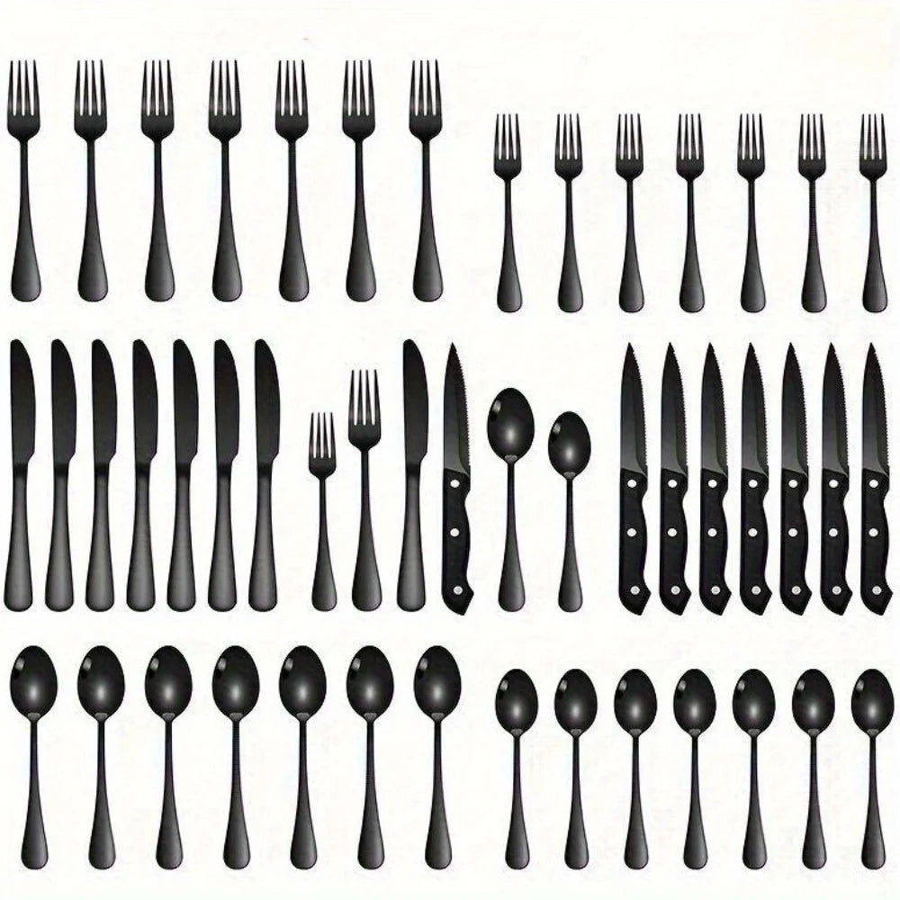 Stainless Steel Flatware Set With Steak Knives Food Grade