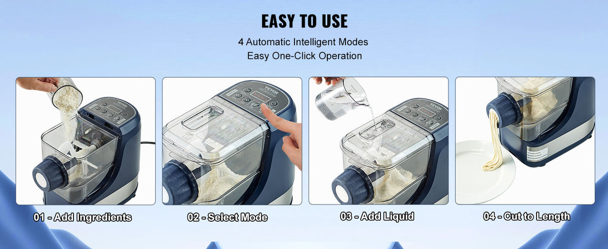 SucceBuy Electric Pasta Maker Automatic Noodle Maker Machine with 4 Intelligent Modes 500g Flour Capacity Pasta Maker Machine