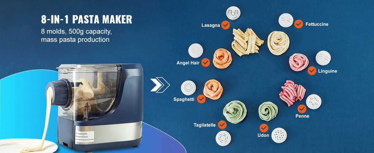SucceBuy Electric Pasta Maker Automatic Noodle Maker Machine with 4 Intelligent Modes 500g Flour Capacity Pasta Maker Machine