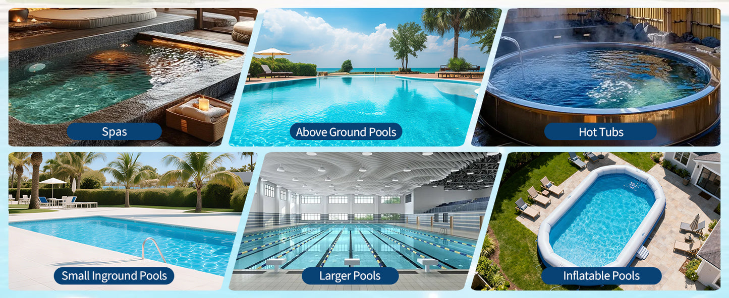 Tacleekii Handheld Pool Vacuum 19.8GPM Rechargeable Cleaner for Hot Tubs Corrosion Resistant Housing Rechargeable Battery IPX8 Waterproof with LED Dual Speed Suction
