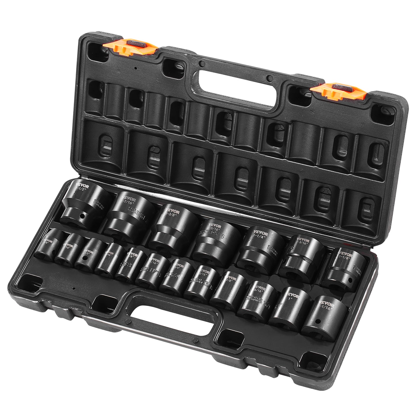 VEVOR Impact Socket Set 1/2 Inches 19 Piece Impact Sockets Standard Socket Assortment 1/2 Inches Drive Socket Set