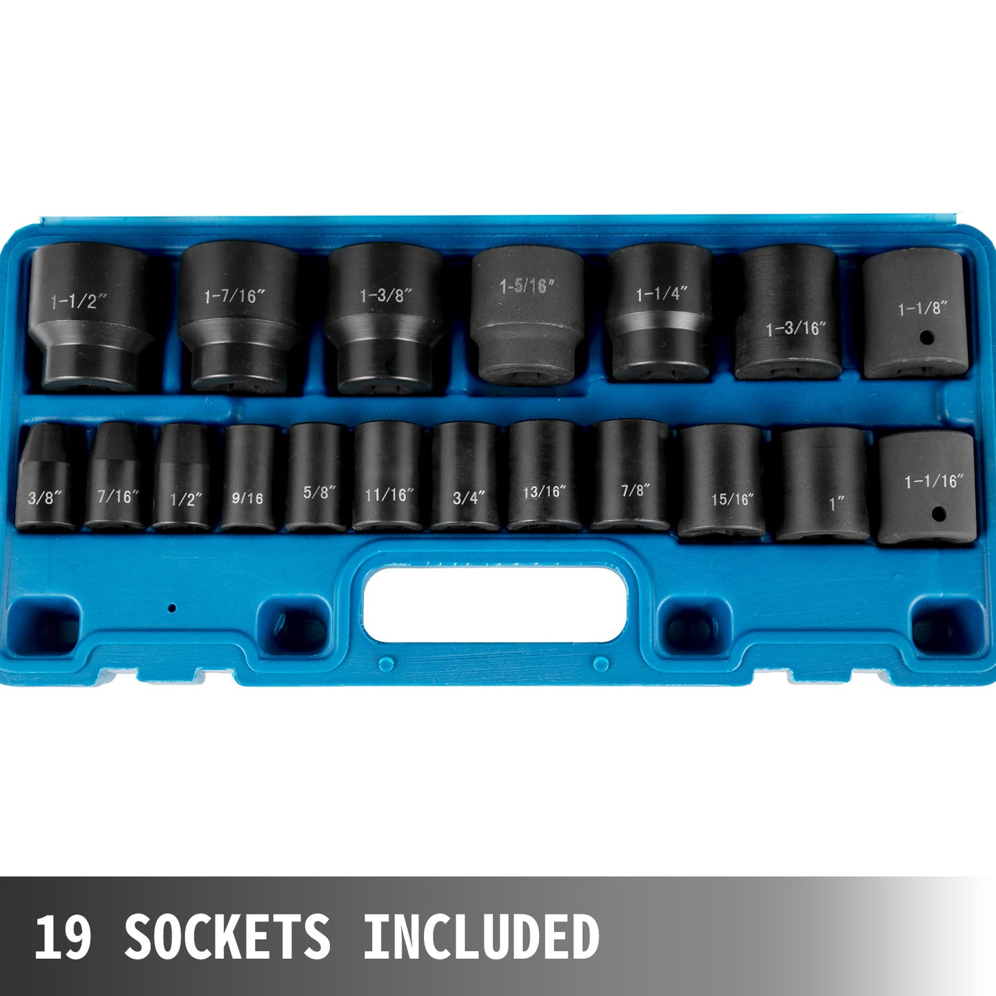 VEVOR Impact Socket Set 1/2 Inches 19 Piece Impact Sockets Standard Socket Assortment 1/2 Inches Drive Socket Set
