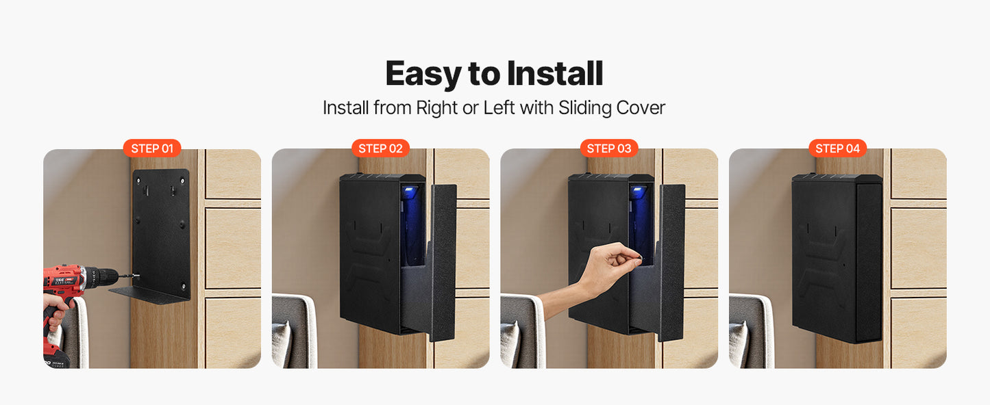 SucceBuy Gun Safe Slider Handgun Safe Fingerprint/Password/Key 3-Way Quick Access Case Box with LED for Nightstand Bedside Desk