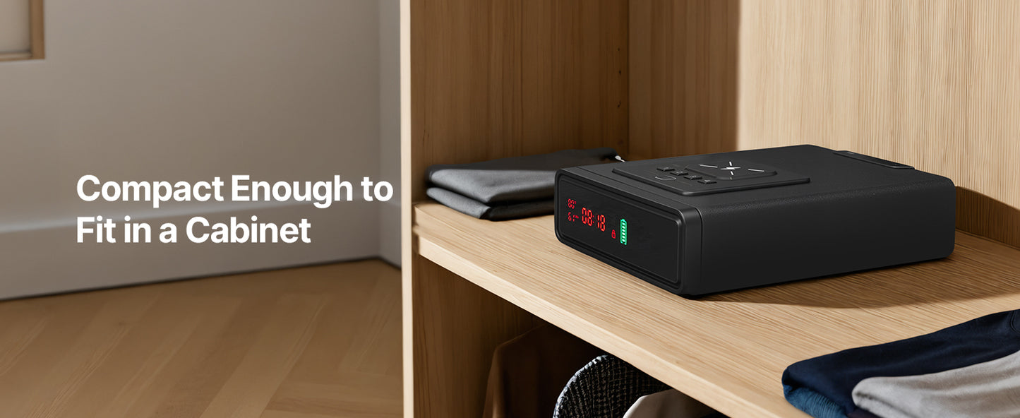 SucceBuy Gun Safe Slider Handgun Safe Fingerprint/Password/Key 3-Way Quick Access Case Box with LED for Nightstand Bedside Desk