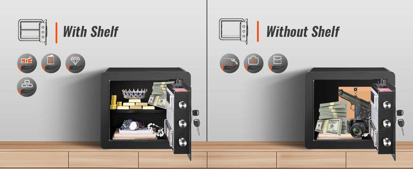 SucceBuy 1.2/0.5 Cubbic Fit Electronic Safe Deposit Safe Box W/ Digital Access & Override Keys for Money Gun Jewelry Document
