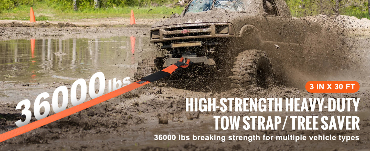 SucceBuy Polyester Tow Strap Recovery Kit High-Strength Car Racing Tow Ropes Auto Trailer Winch Towing Strap for Truck Jeep SUV