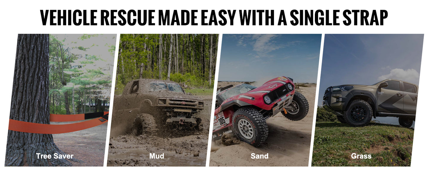 SucceBuy Polyester Tow Strap Recovery Kit High-Strength Car Racing Tow Ropes Auto Trailer Winch Towing Strap for Truck Jeep SUV